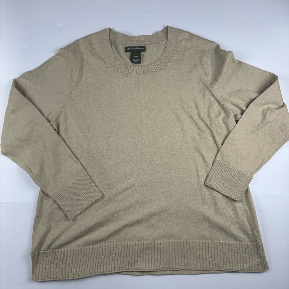 Eddie Bauer Tan lightweight long sleeve Crewneck Sweater size XXL